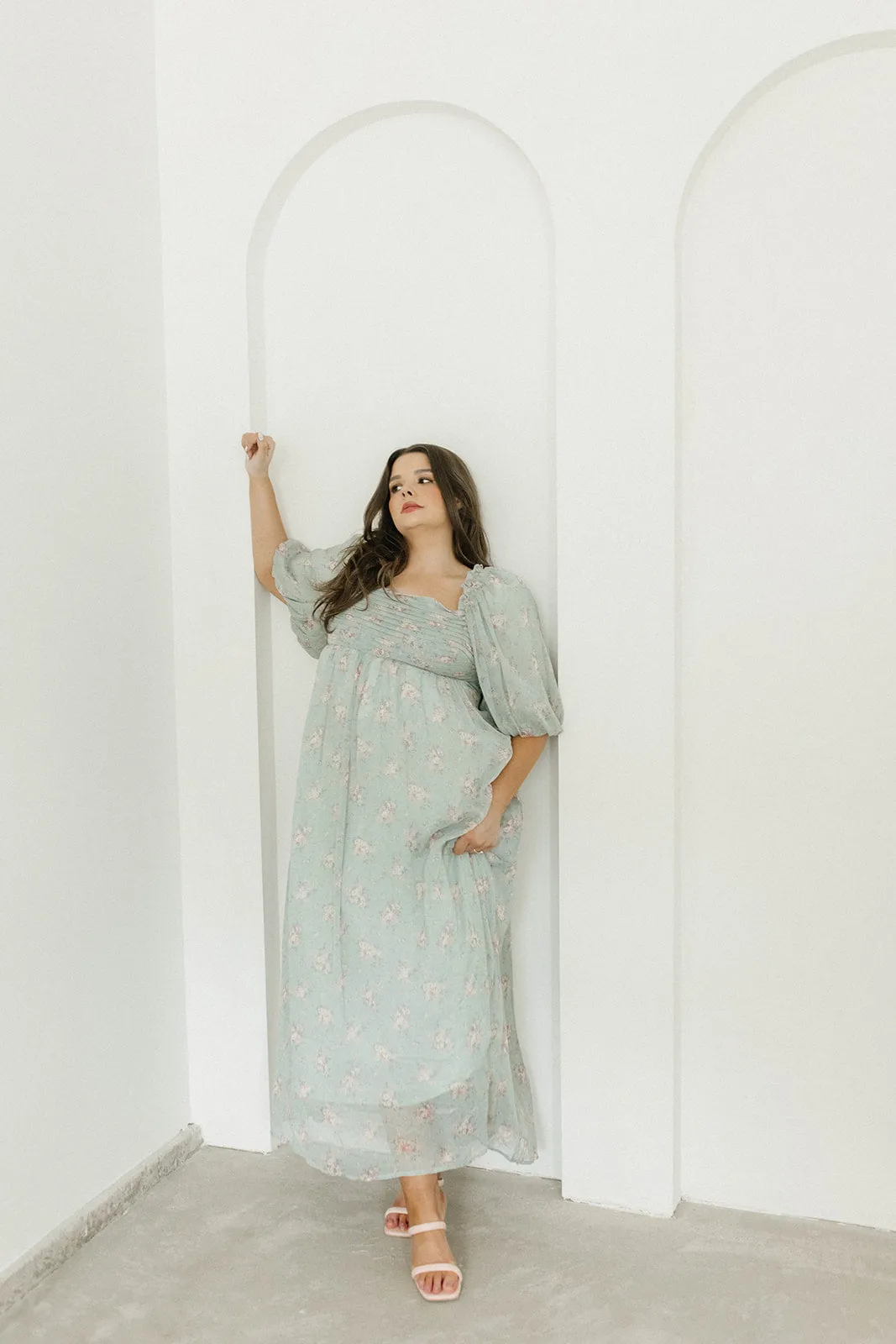 Melody Maxi Dress in Turquoise Floral - Bump Friendly & Inclusive Sizing (S-3XL)