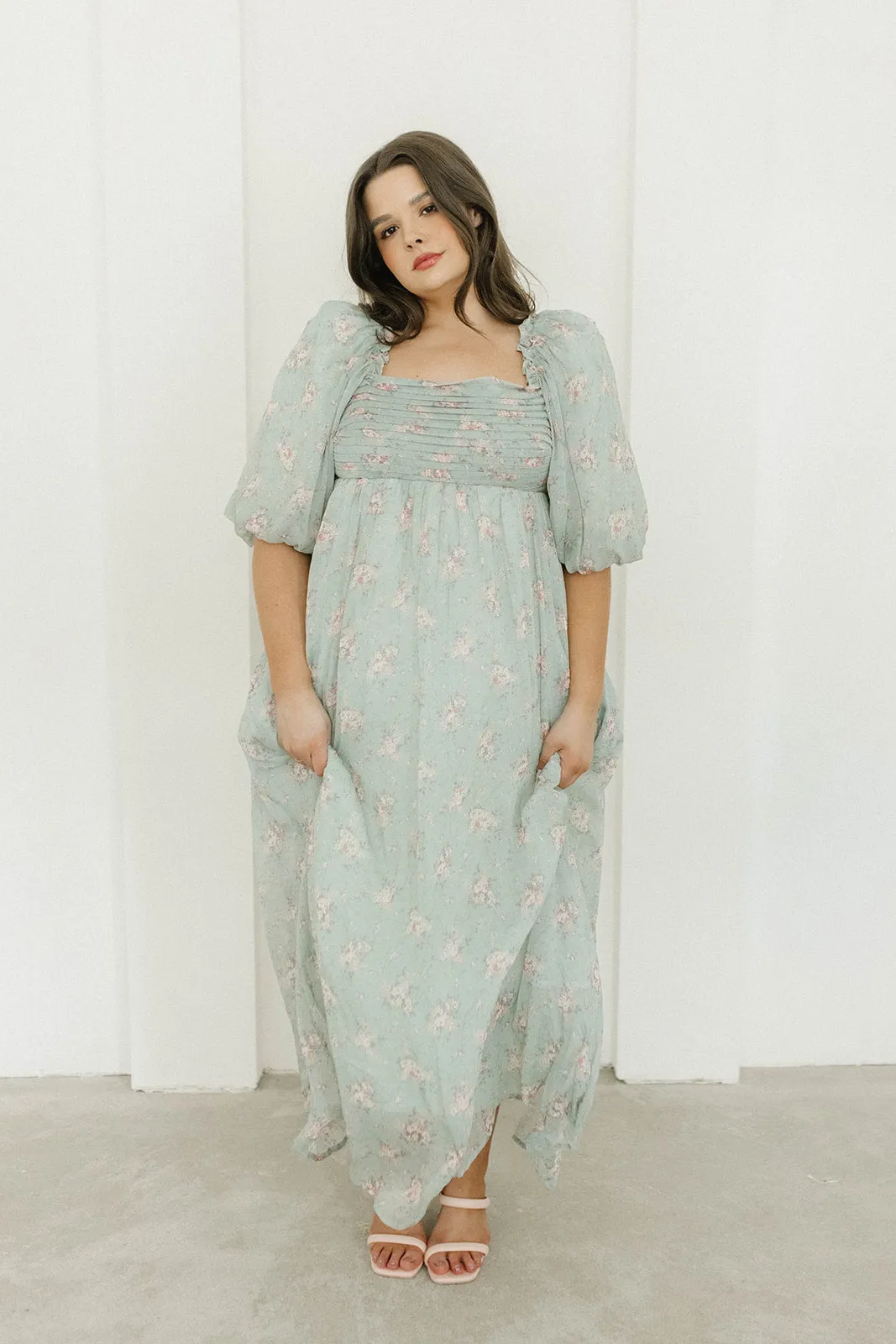 Melody Maxi Dress in Turquoise Floral - Bump Friendly & Inclusive Sizing (S-3XL)