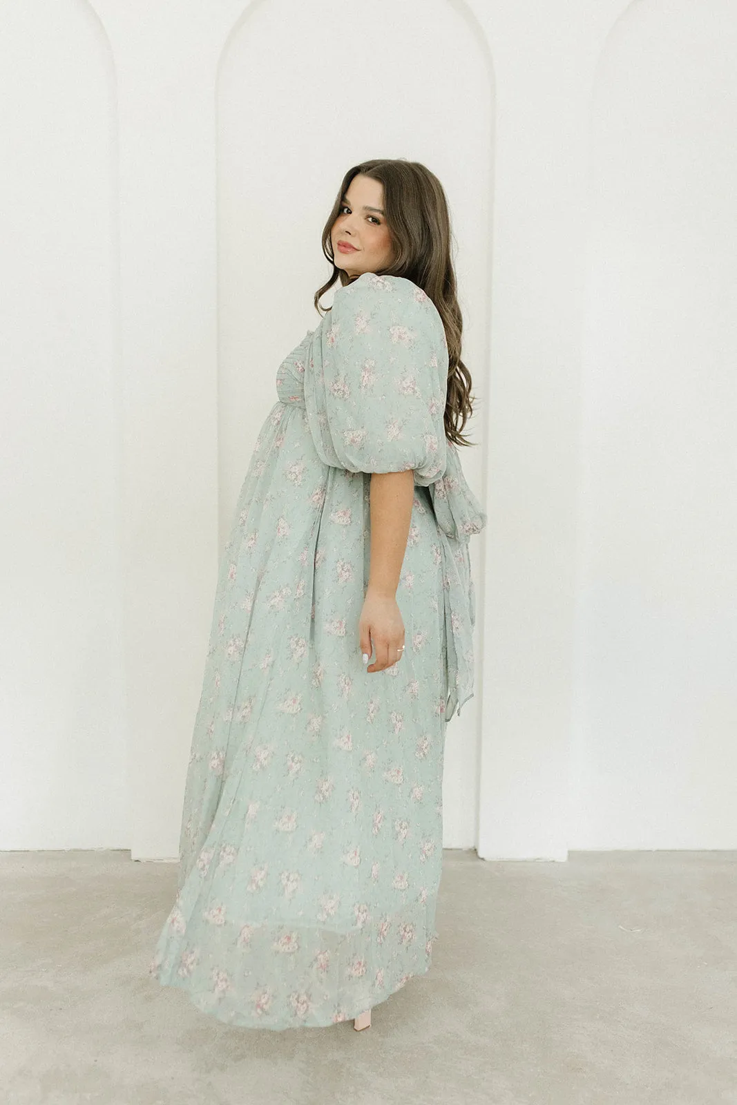 Melody Maxi Dress in Turquoise Floral - Bump Friendly & Inclusive Sizing (S-3XL)