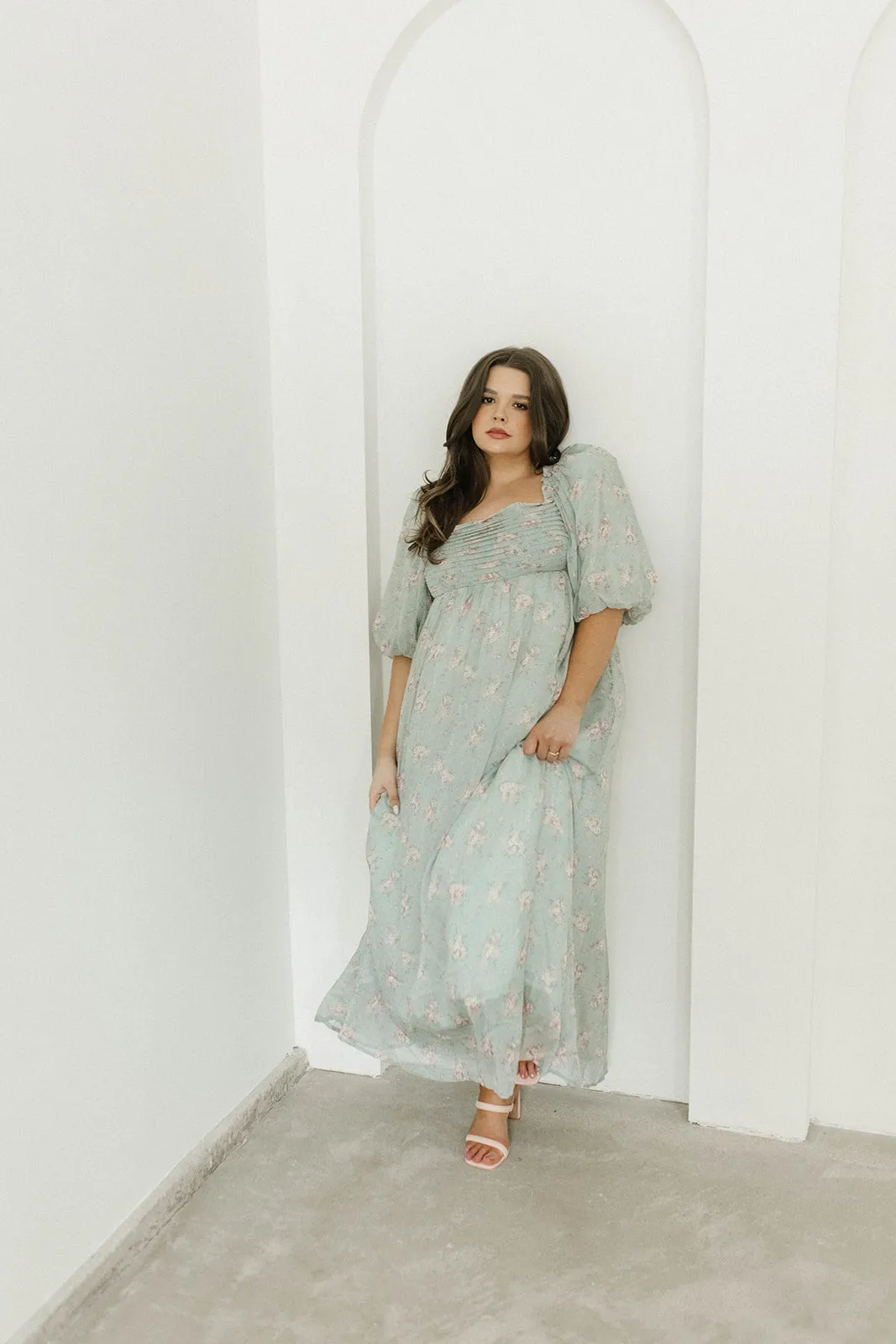 Melody Maxi Dress in Turquoise Floral - Bump Friendly & Inclusive Sizing (S-3XL)