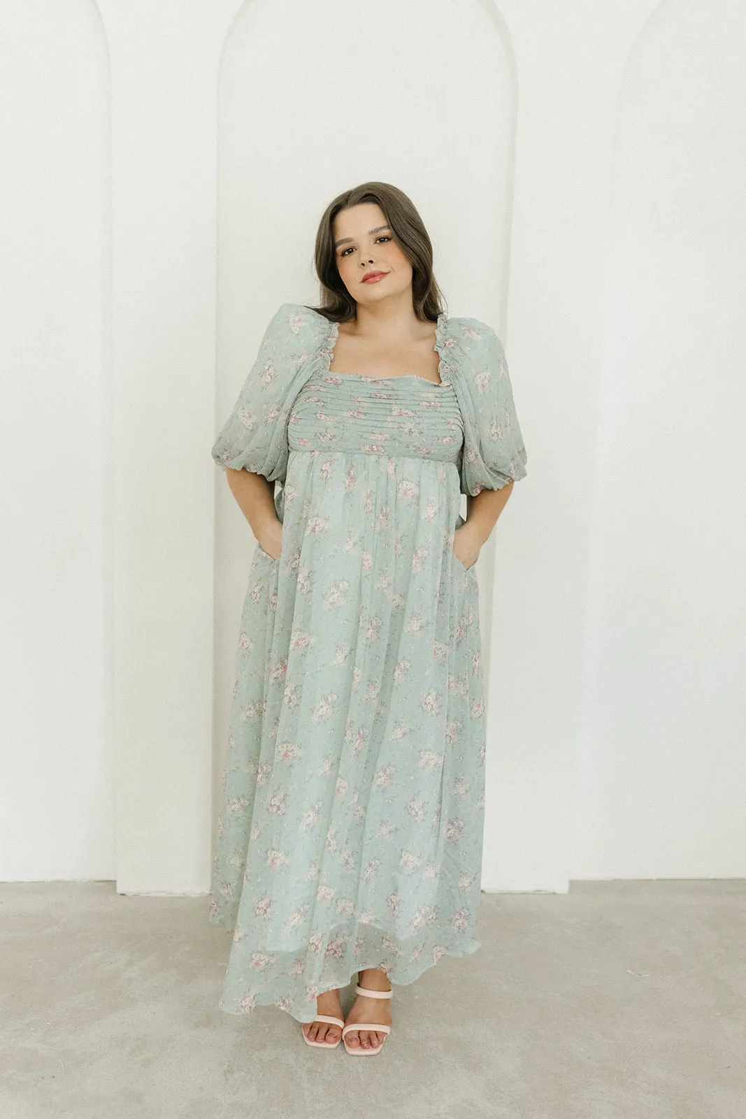 Melody Maxi Dress in Turquoise Floral - Bump Friendly & Inclusive Sizing (S-3XL)