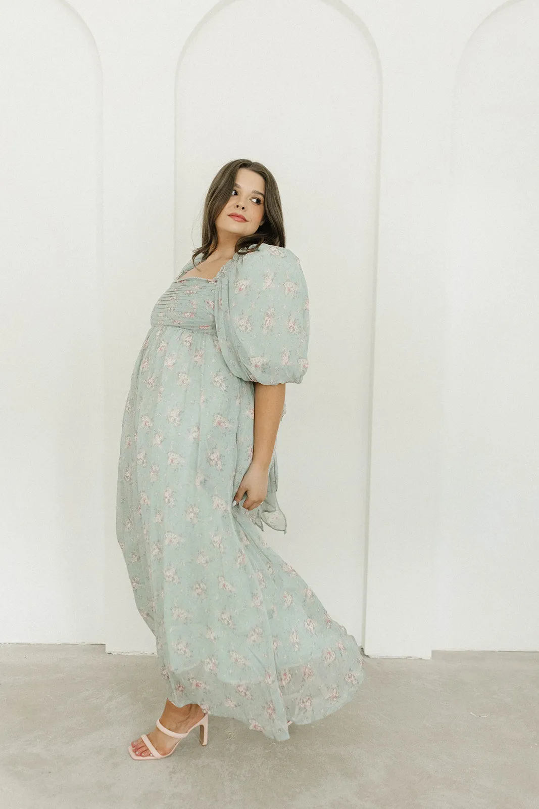 Melody Maxi Dress in Turquoise Floral - Bump Friendly & Inclusive Sizing (S-3XL)