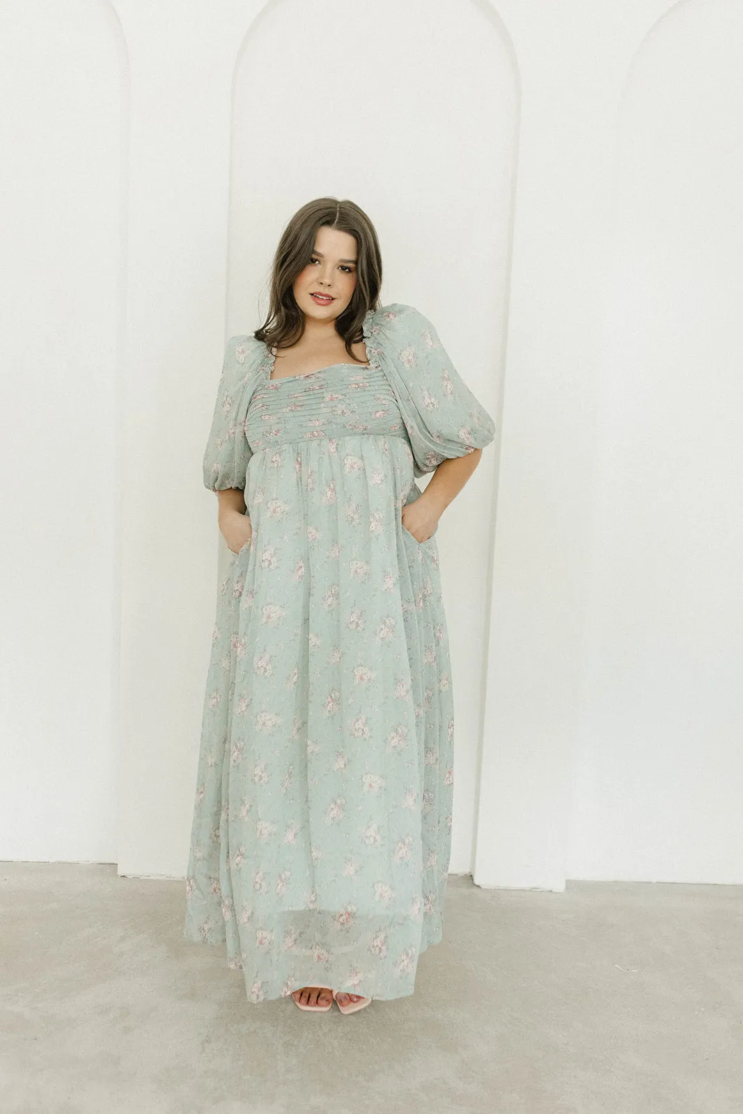 Melody Maxi Dress in Turquoise Floral - Bump Friendly & Inclusive Sizing (S-3XL)