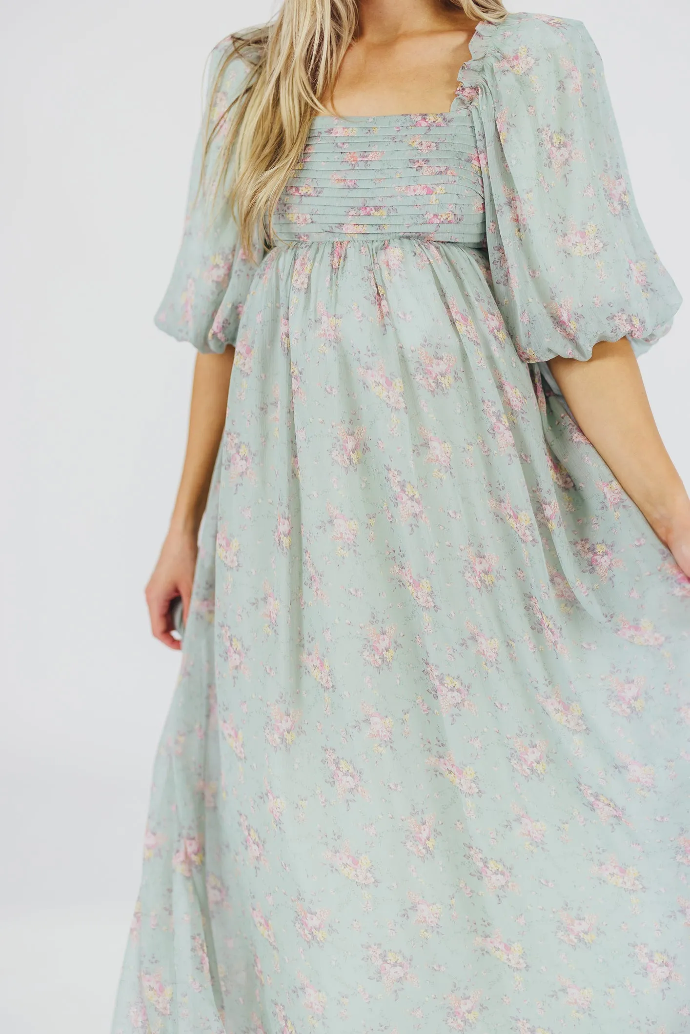 Melody Maxi Dress in Turquoise Floral - Bump Friendly & Inclusive Sizing (S-3XL)