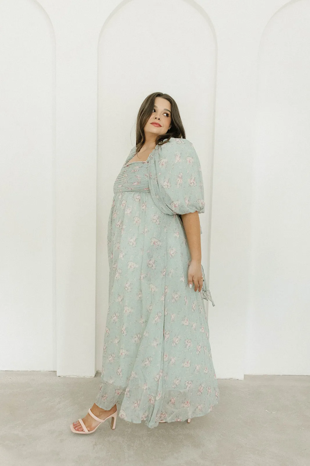 Melody Maxi Dress in Turquoise Floral - Bump Friendly & Inclusive Sizing (S-3XL)