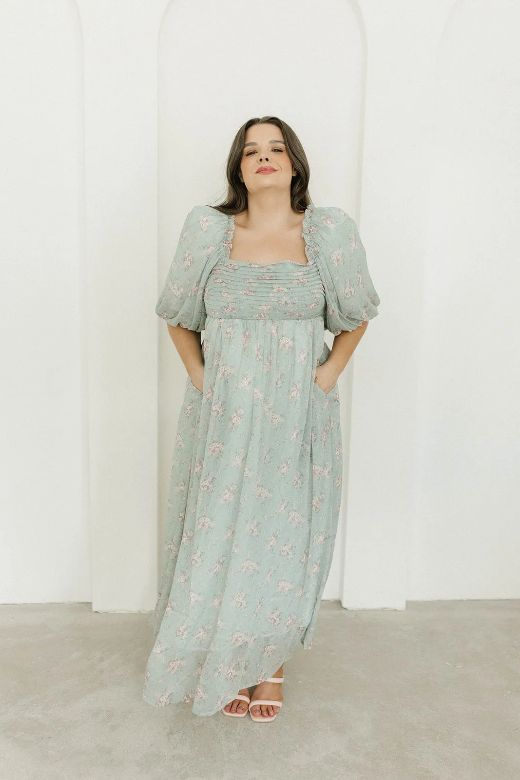 Melody Maxi Dress in Turquoise Floral - Bump Friendly & Inclusive Sizing (S-3XL)