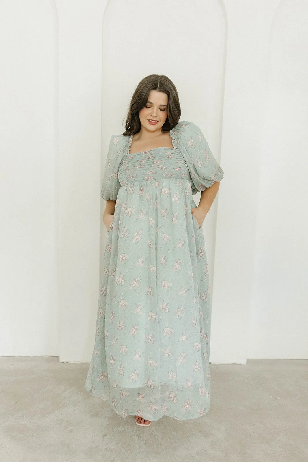 Melody Maxi Dress in Turquoise Floral - Bump Friendly & Inclusive Sizing (S-3XL)