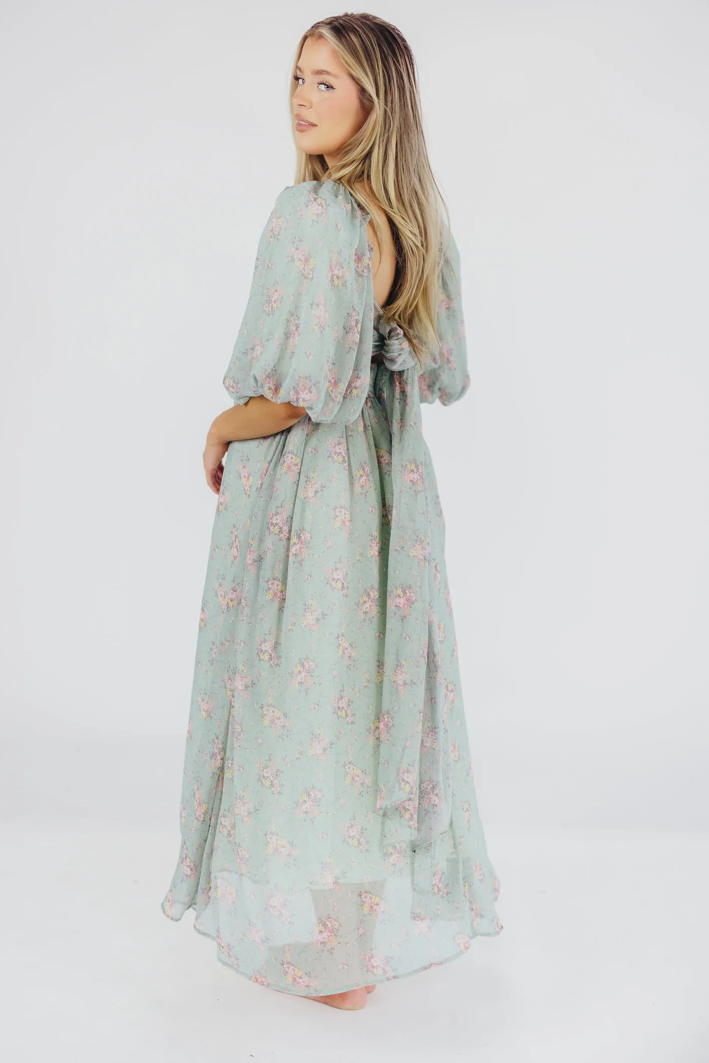 Melody Maxi Dress in Turquoise Floral - Bump Friendly & Inclusive Sizing (S-3XL)