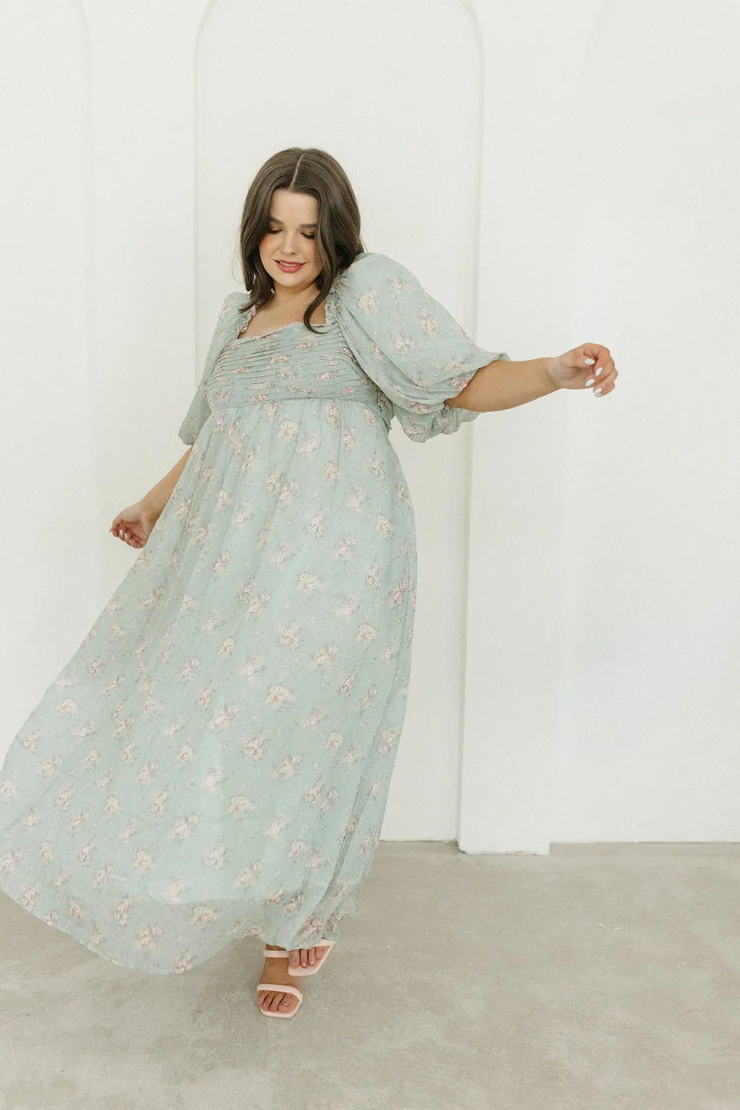 Melody Maxi Dress in Turquoise Floral - Bump Friendly & Inclusive Sizing (S-3XL)