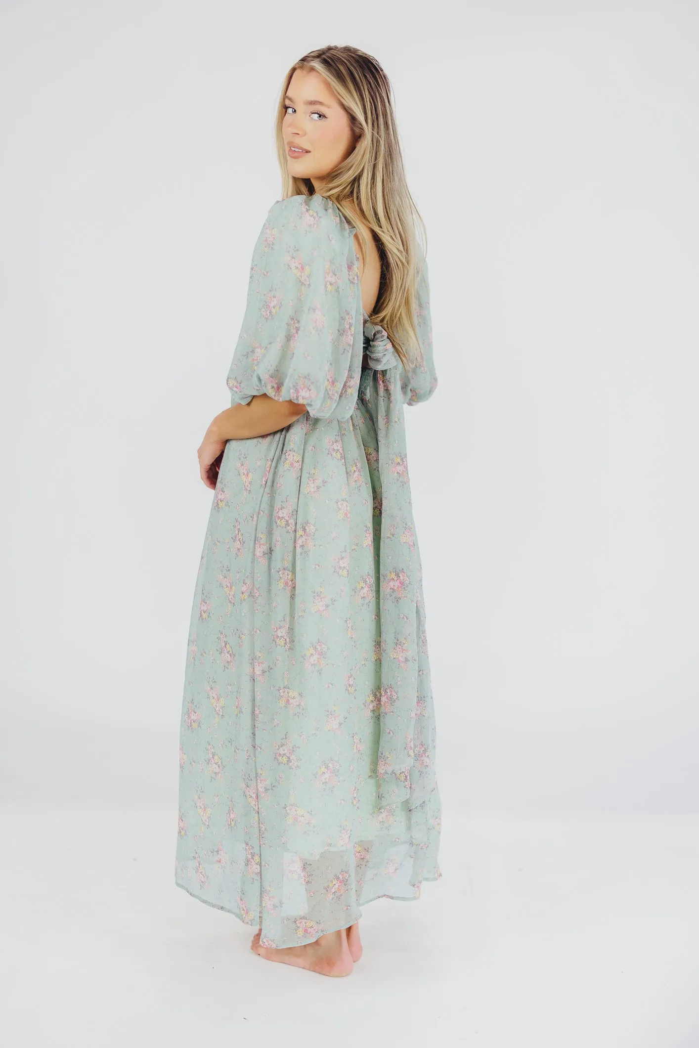 Melody Maxi Dress in Turquoise Floral - Bump Friendly & Inclusive Sizing (S-3XL)