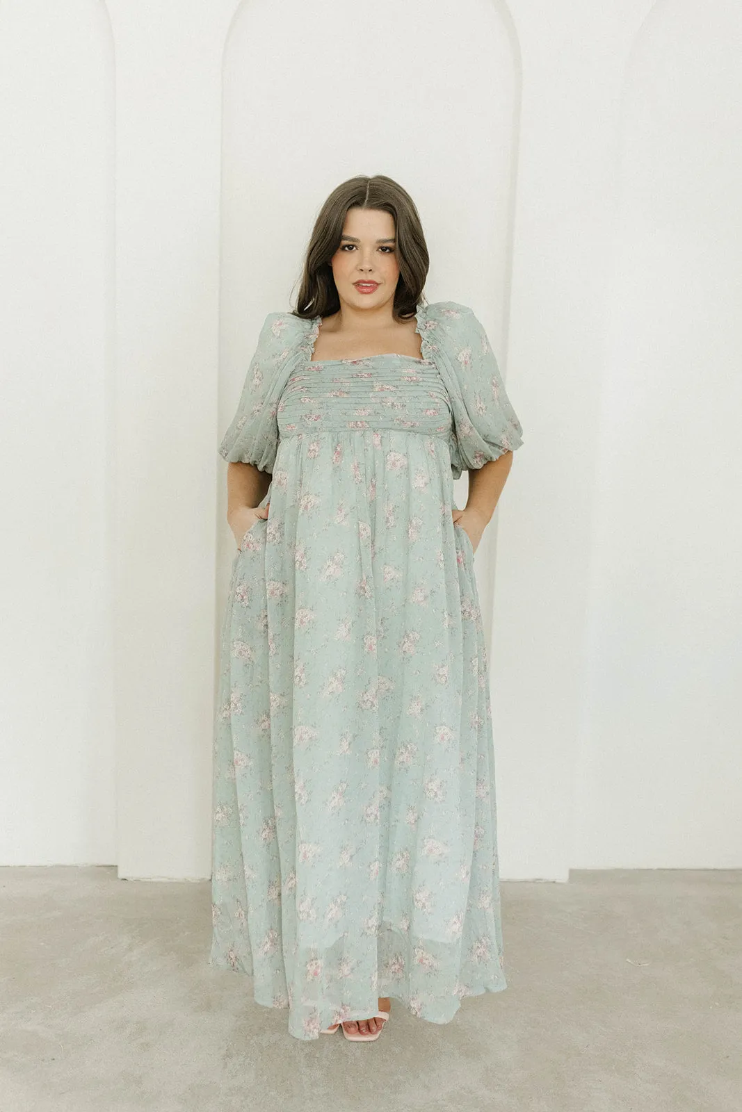 Melody Maxi Dress in Turquoise Floral - Bump Friendly & Inclusive Sizing (S-3XL)