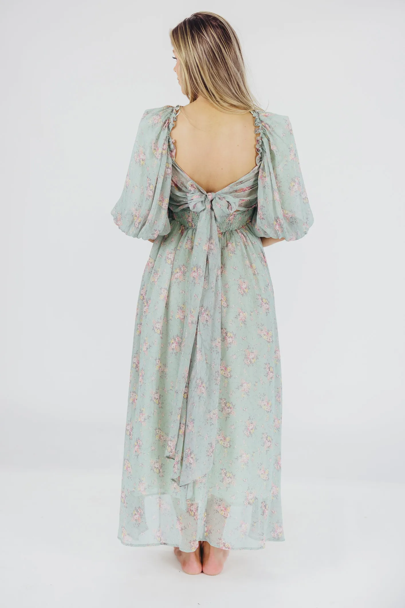 Melody Maxi Dress in Turquoise Floral - Bump Friendly & Inclusive Sizing (S-3XL)