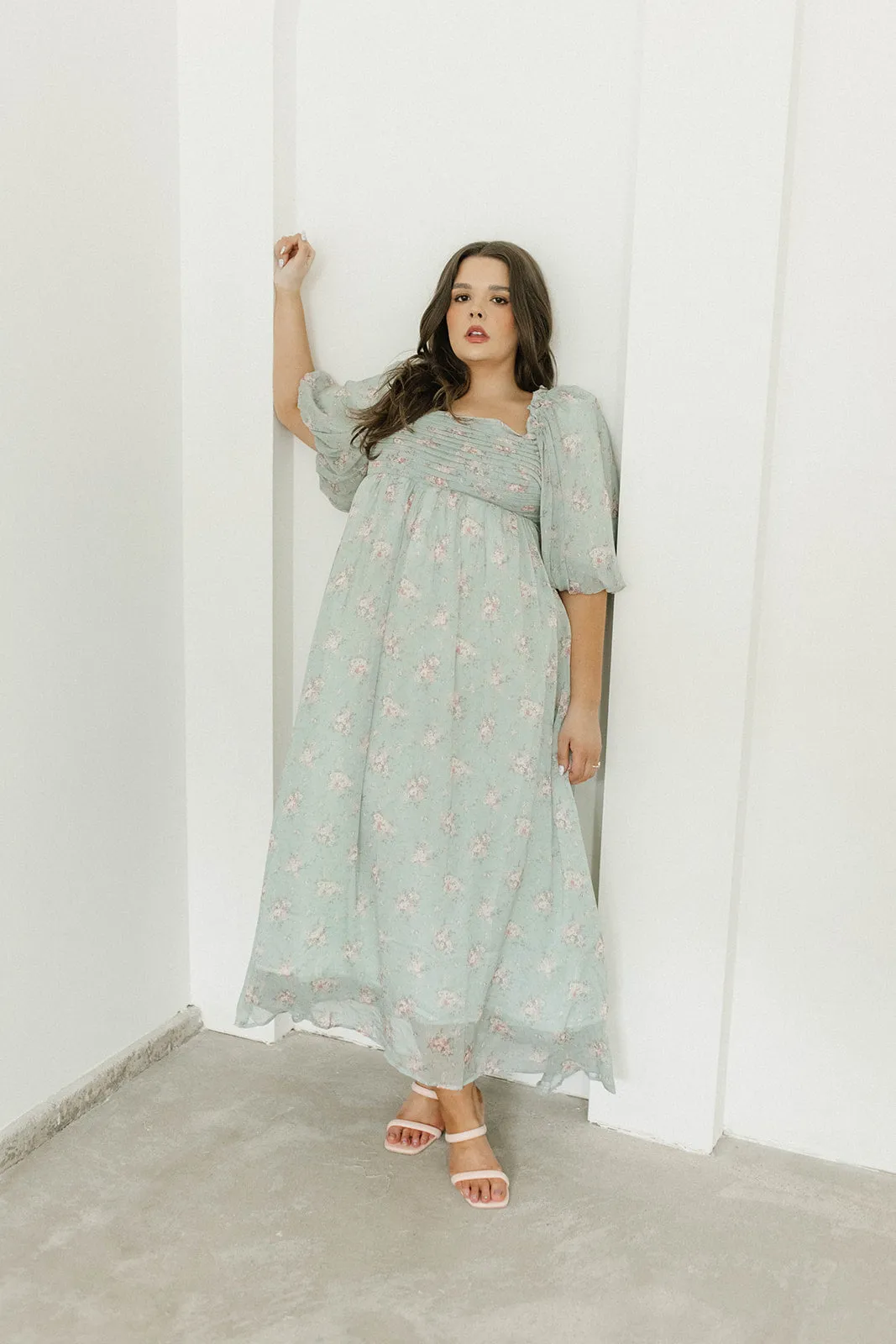 Melody Maxi Dress in Turquoise Floral - Bump Friendly & Inclusive Sizing (S-3XL)