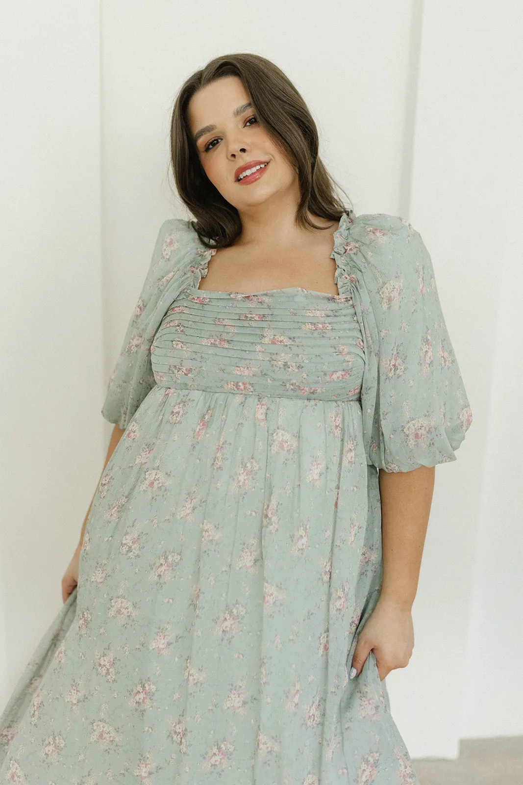 Melody Maxi Dress in Turquoise Floral - Bump Friendly & Inclusive Sizing (S-3XL)