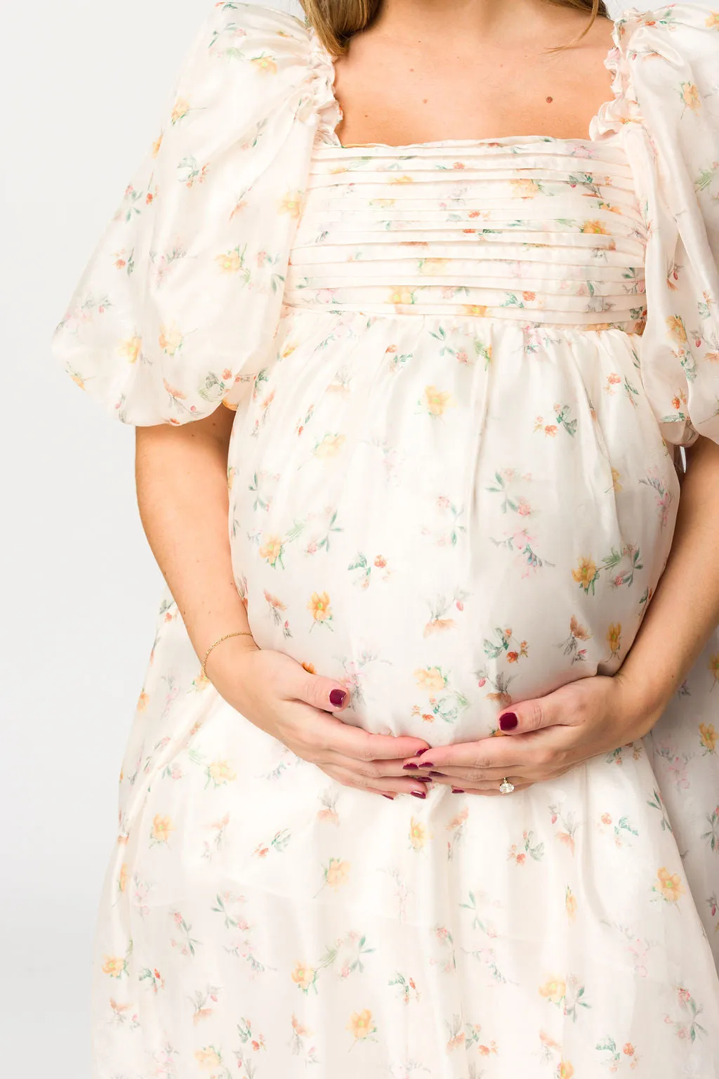 Melody Maxi Dress with Pleats and Bow Detail in Yellow Rose Floral - Bump Friendly & Inclusive Sizing (S-3XL)