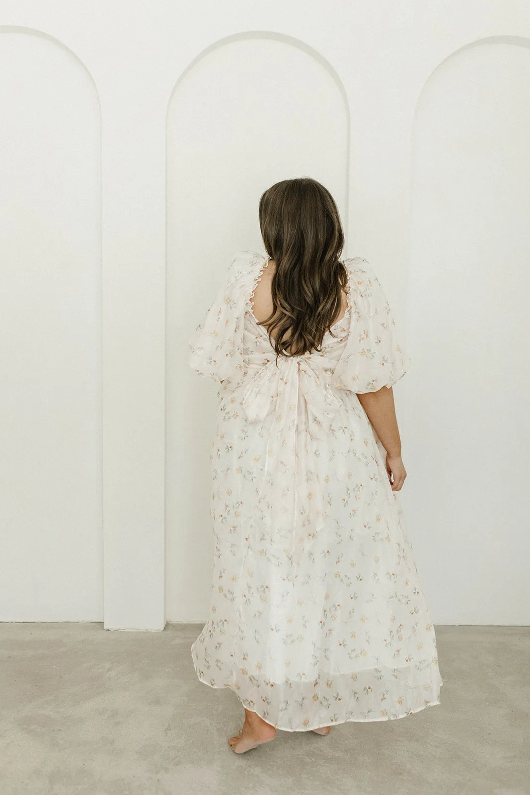 Melody Maxi Dress with Pleats and Bow Detail in Yellow Rose Floral - Bump Friendly & Inclusive Sizing (S-3XL)