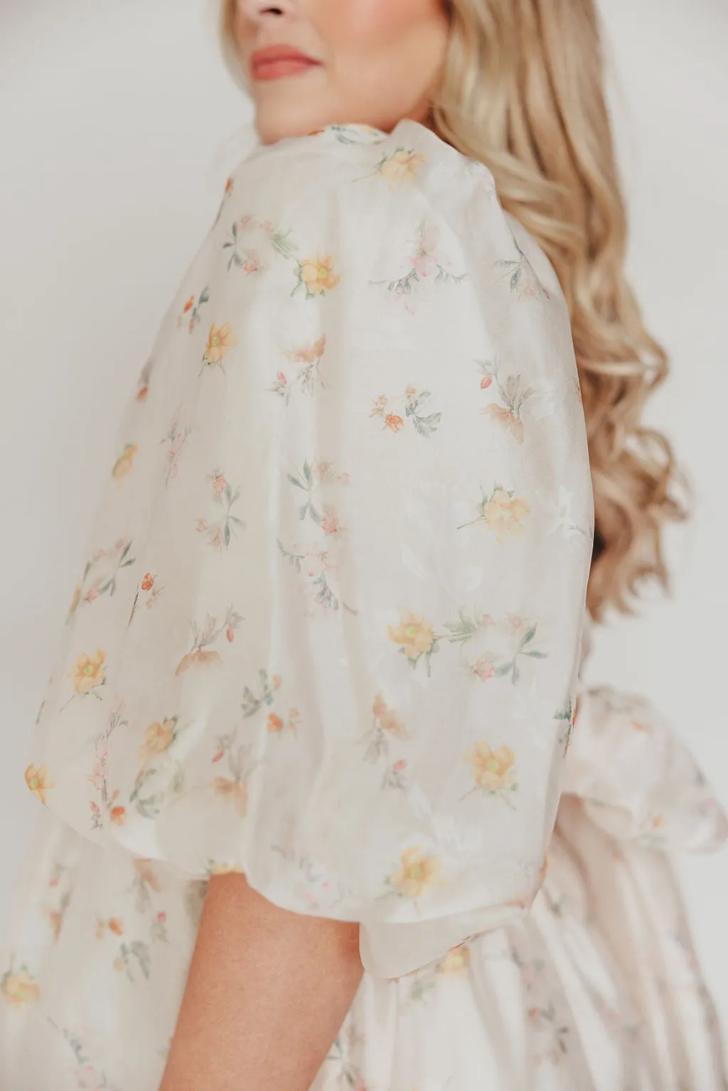 Melody Maxi Dress with Pleats and Bow Detail in Yellow Rose Floral - Bump Friendly & Inclusive Sizing (S-3XL)