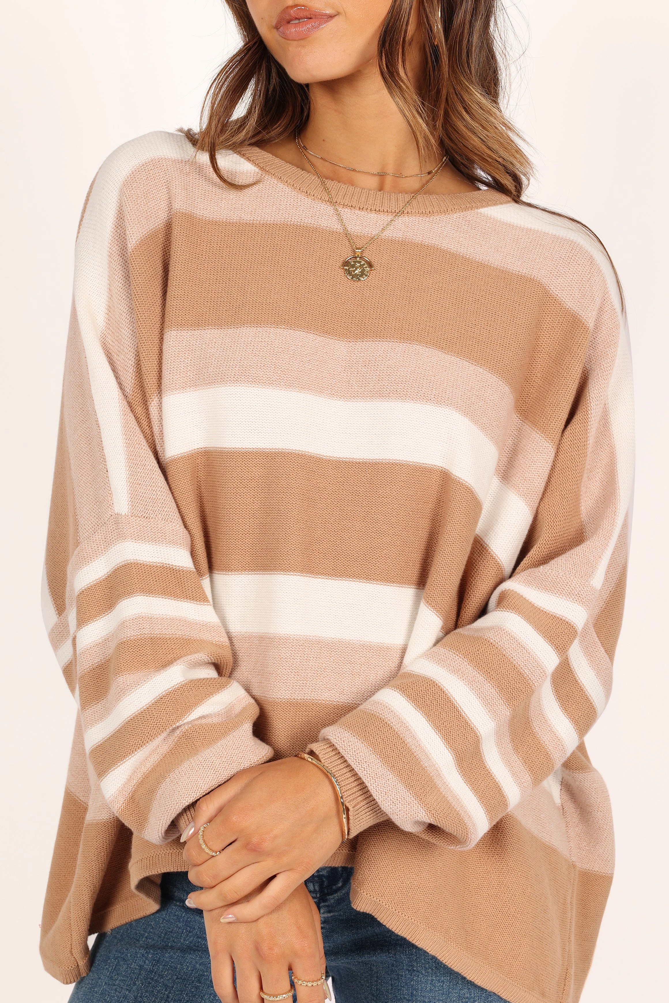 Michelle Knit Sweater - Beige Stripe