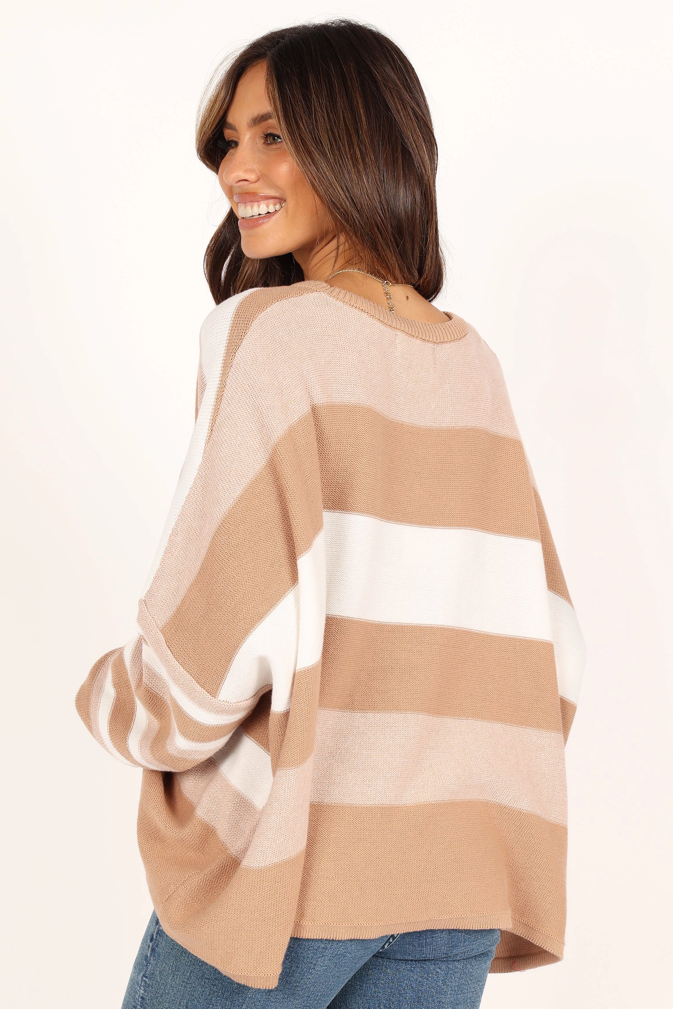 Michelle Knit Sweater - Beige Stripe