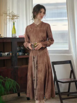 Mira Mandarin Collar Layered Floral Dress