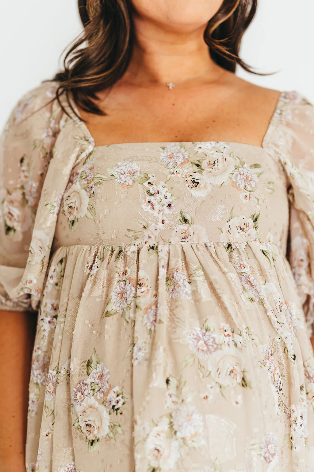 Mona Maxi Dress in Beige/Brown Floral