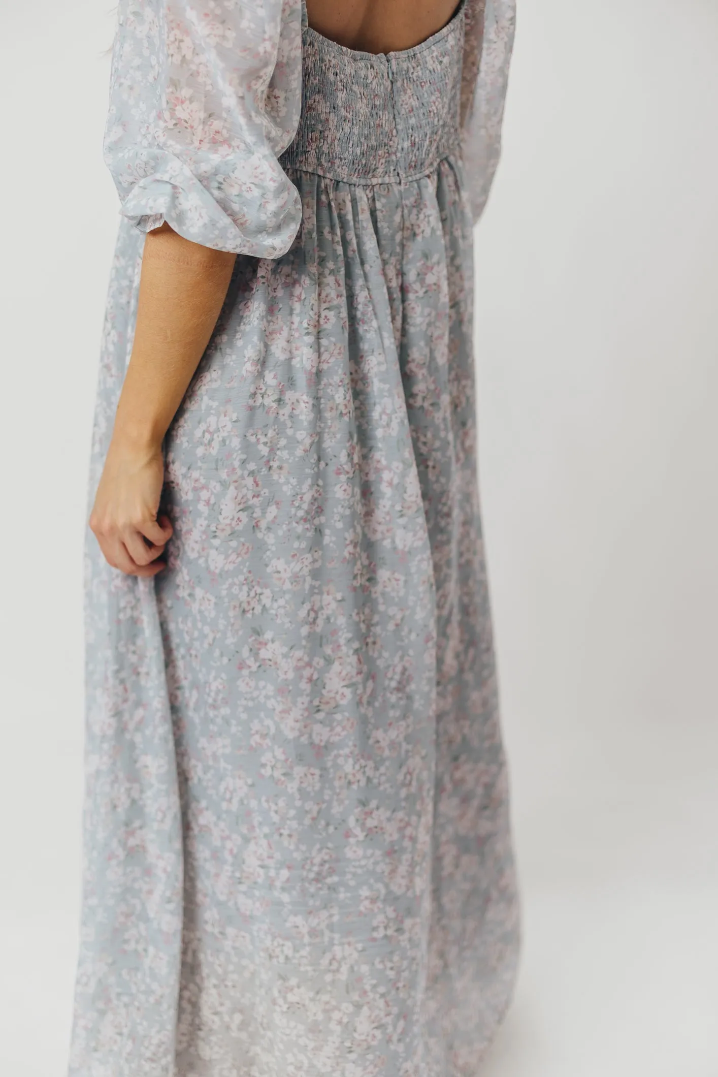 Mona Maxi Dress with Smocking in Sage Green Floral - Bump Friendly & Inclusive Sizing (S-3XL)
