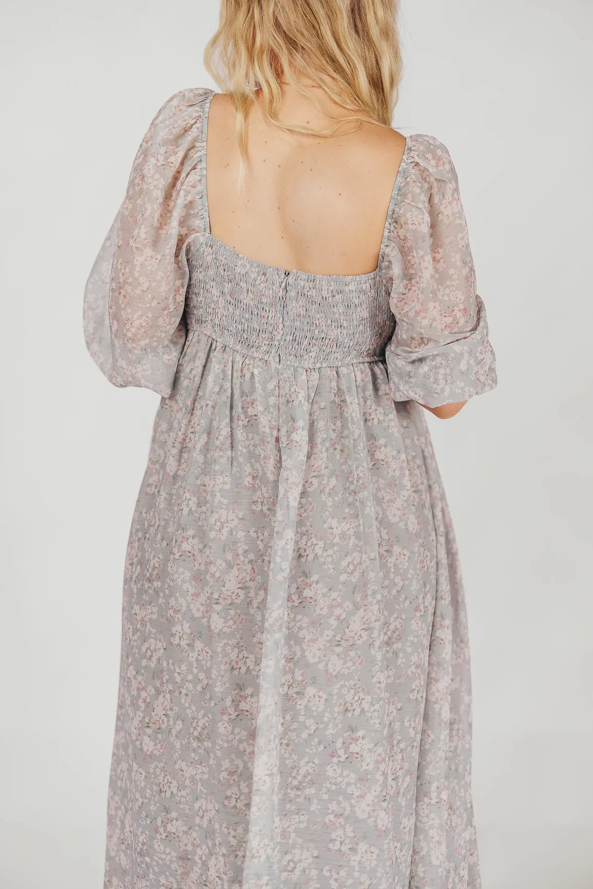 Mona Maxi Dress with Smocking in Sage Green Floral - Bump Friendly & Inclusive Sizing (S-3XL)