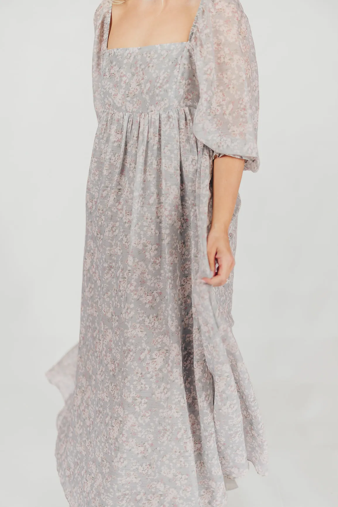 Mona Maxi Dress with Smocking in Sage Green Floral - Bump Friendly & Inclusive Sizing (S-3XL)