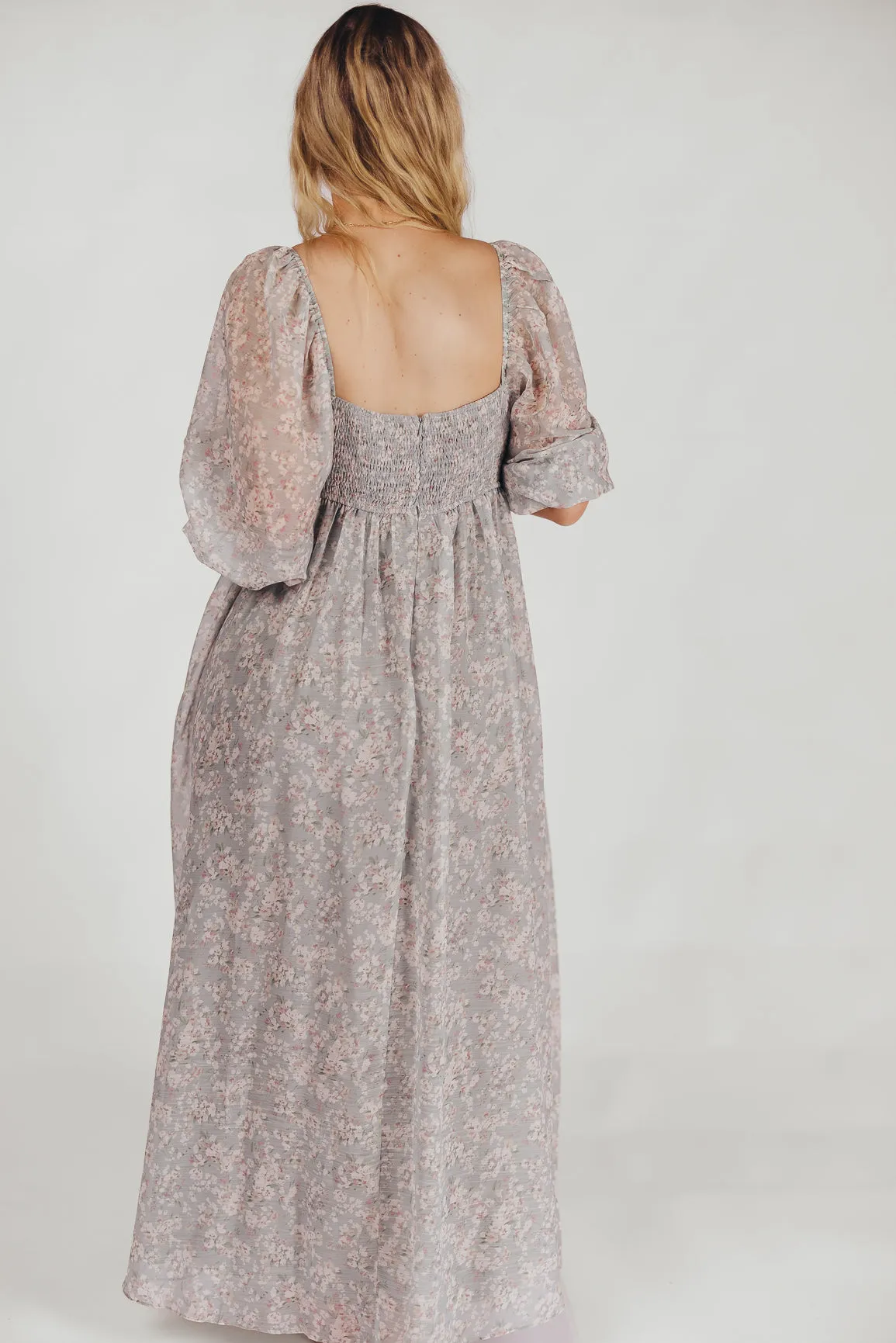 Mona Maxi Dress with Smocking in Sage Green Floral - Bump Friendly & Inclusive Sizing (S-3XL)