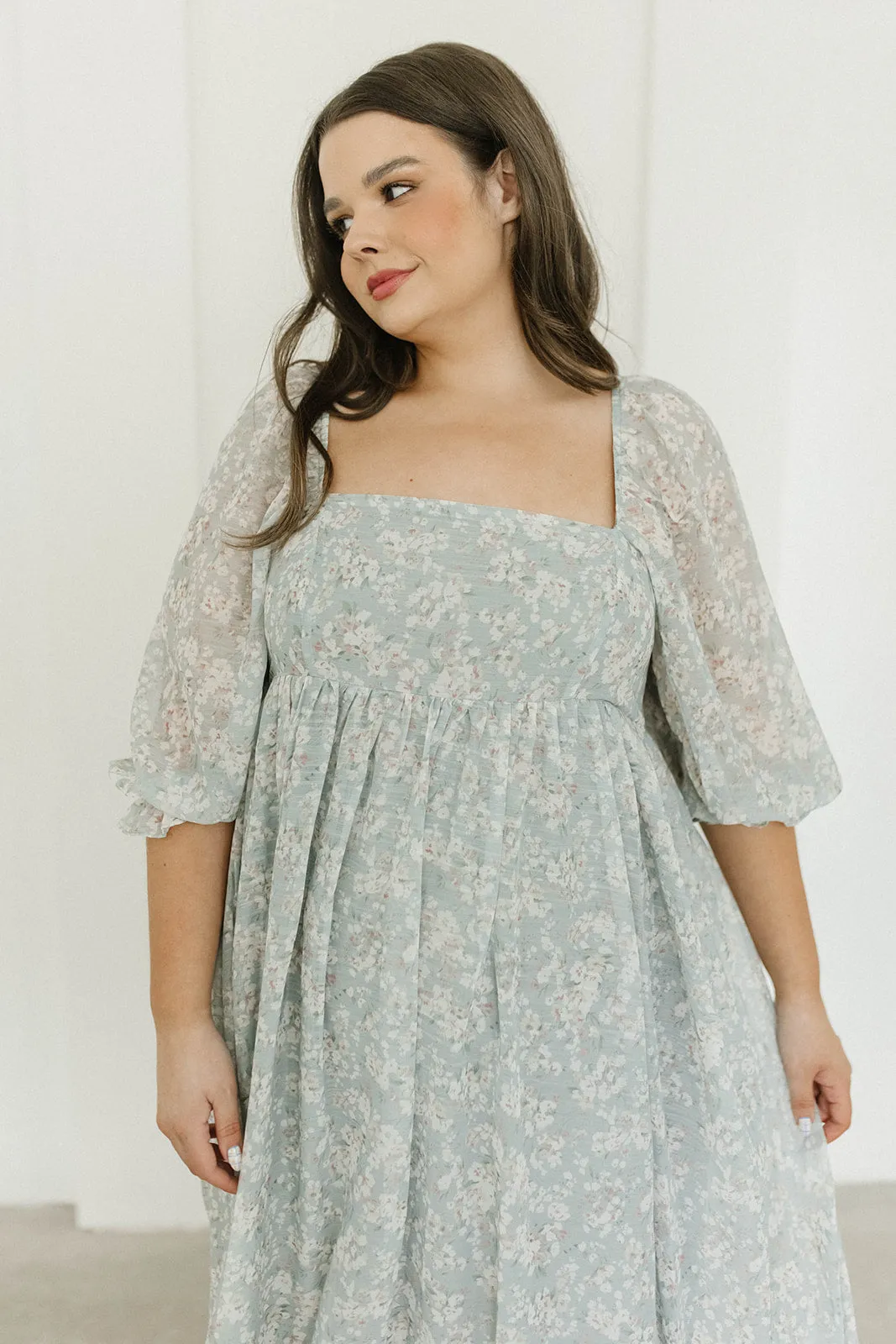 Mona Maxi Dress with Smocking in Sage Green Floral - Bump Friendly & Inclusive Sizing (S-3XL)