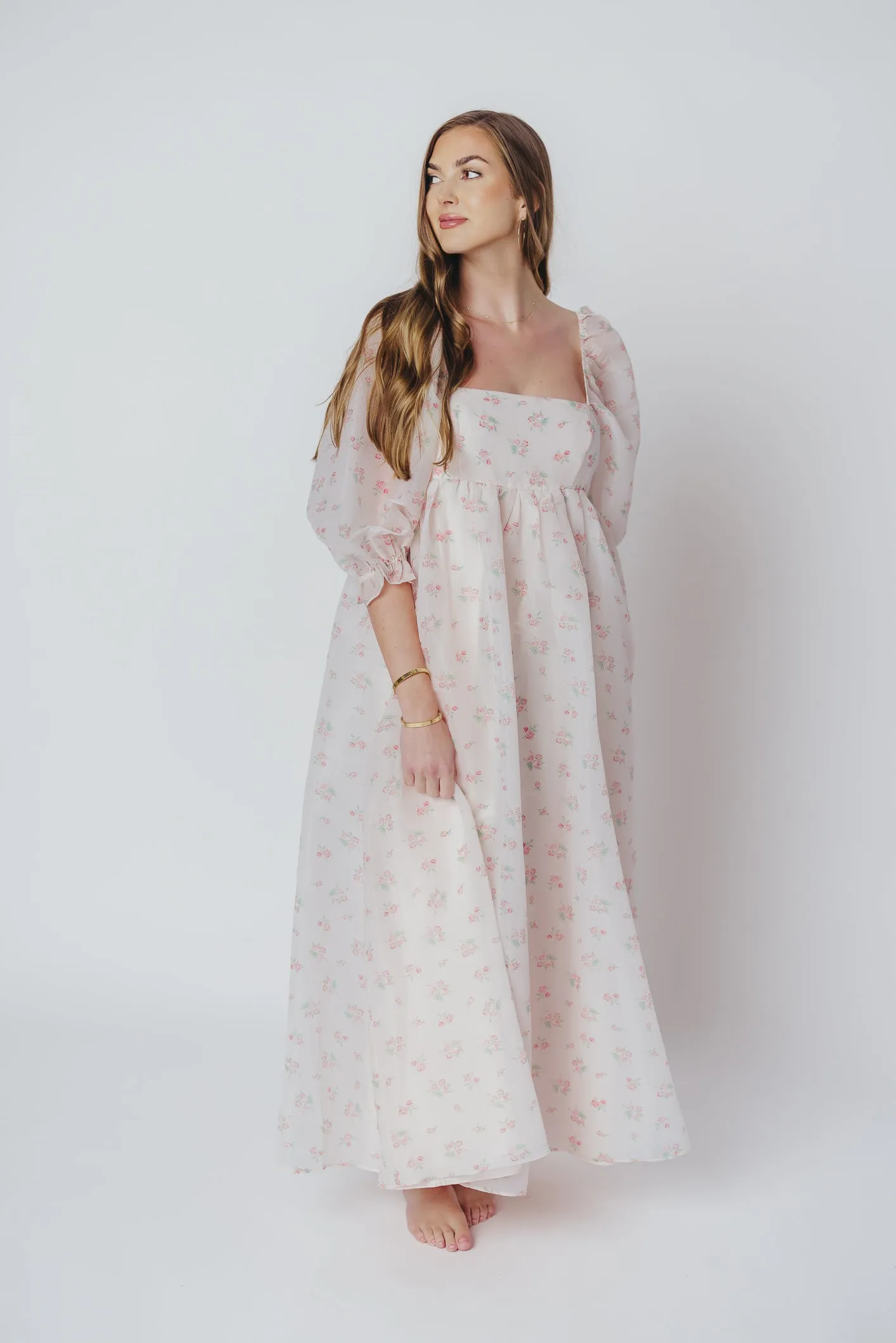 *New* Mona Maxi Dress with Smocking in Blush Floral - Bump Friendly & Inclusive Sizing (S-3XL)