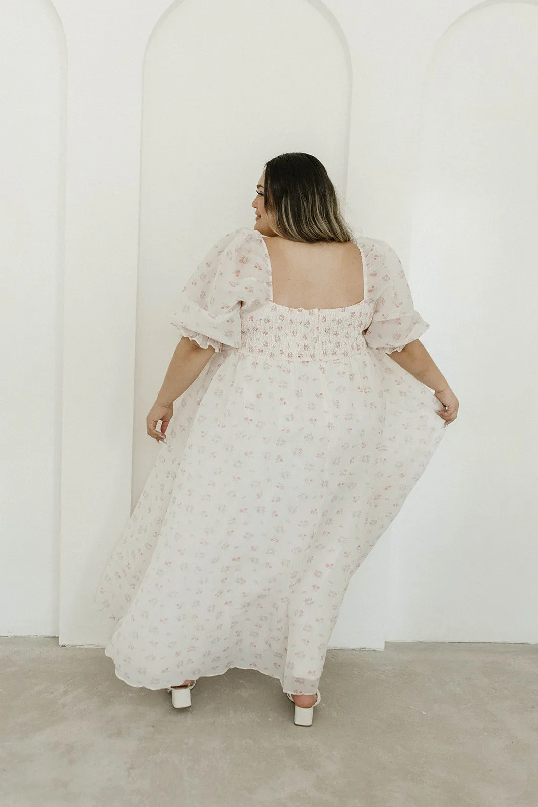 *New* Mona Maxi Dress with Smocking in Blush Floral - Bump Friendly & Inclusive Sizing (S-3XL)