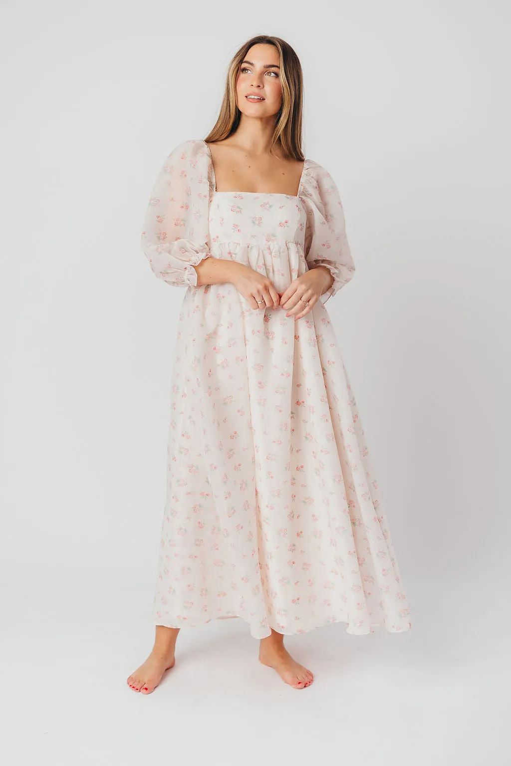 *New* Mona Maxi Dress with Smocking in Blush Floral - Bump Friendly & Inclusive Sizing (S-3XL)