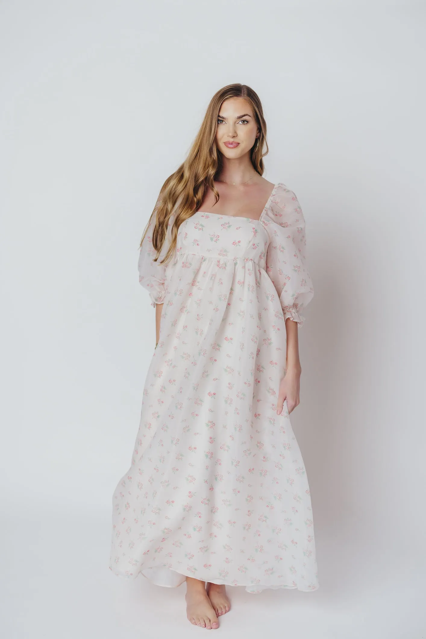*New* Mona Maxi Dress with Smocking in Blush Floral - Bump Friendly & Inclusive Sizing (S-3XL)