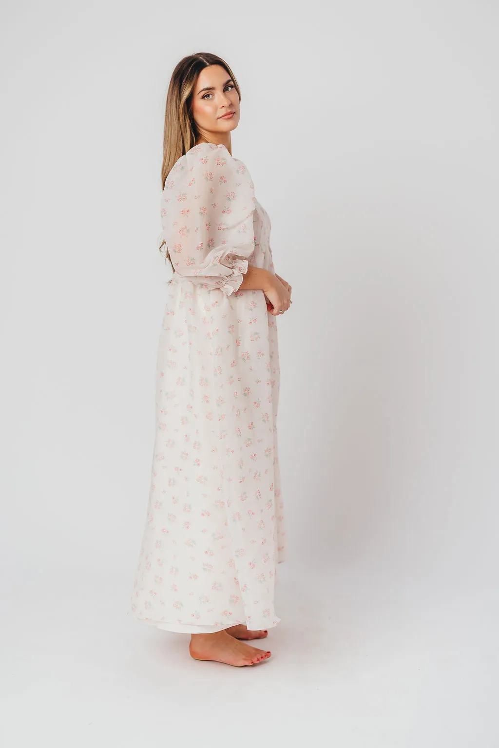 *New* Mona Maxi Dress with Smocking in Blush Floral - Bump Friendly & Inclusive Sizing (S-3XL)