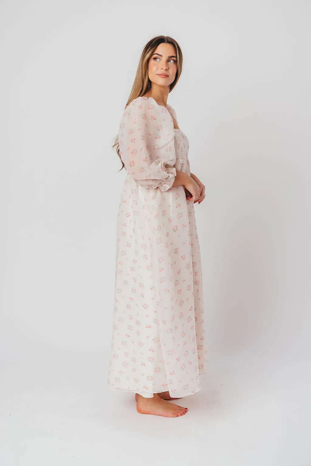 *New* Mona Maxi Dress with Smocking in Blush Floral - Bump Friendly & Inclusive Sizing (S-3XL)