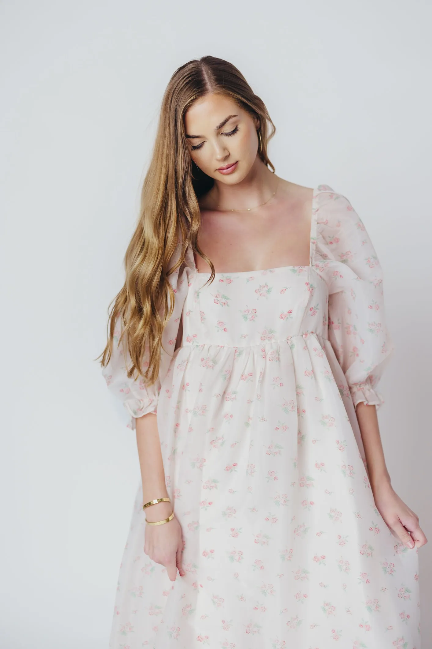 *New* Mona Maxi Dress with Smocking in Blush Floral - Bump Friendly & Inclusive Sizing (S-3XL)