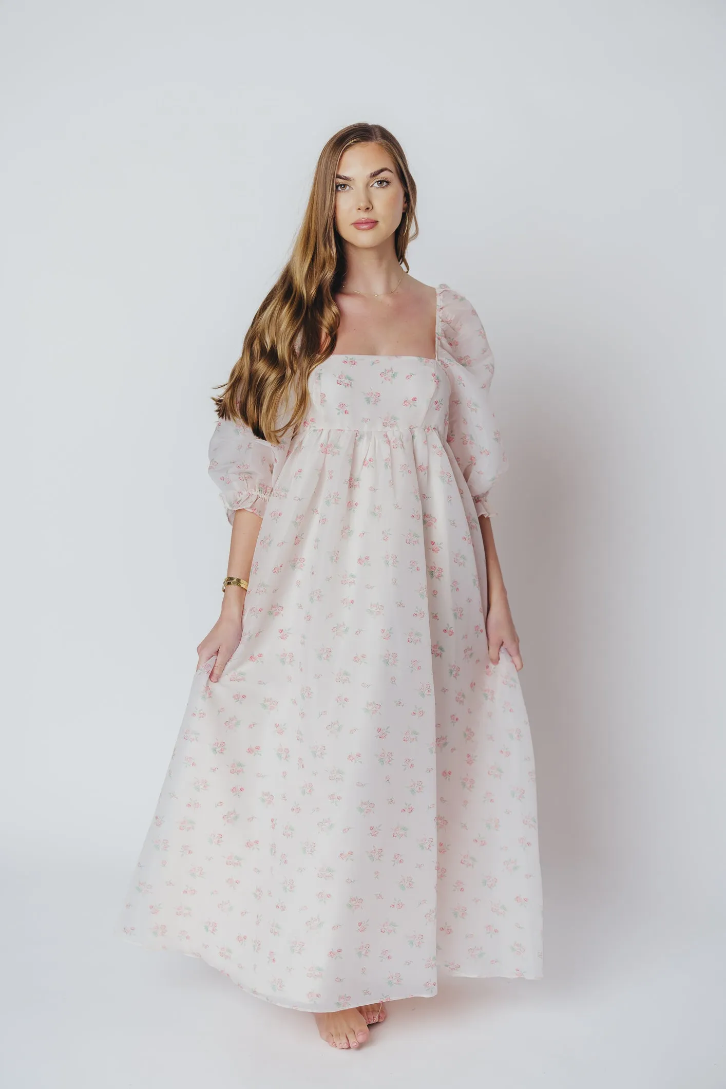 *New* Mona Maxi Dress with Smocking in Blush Floral - Bump Friendly & Inclusive Sizing (S-3XL)