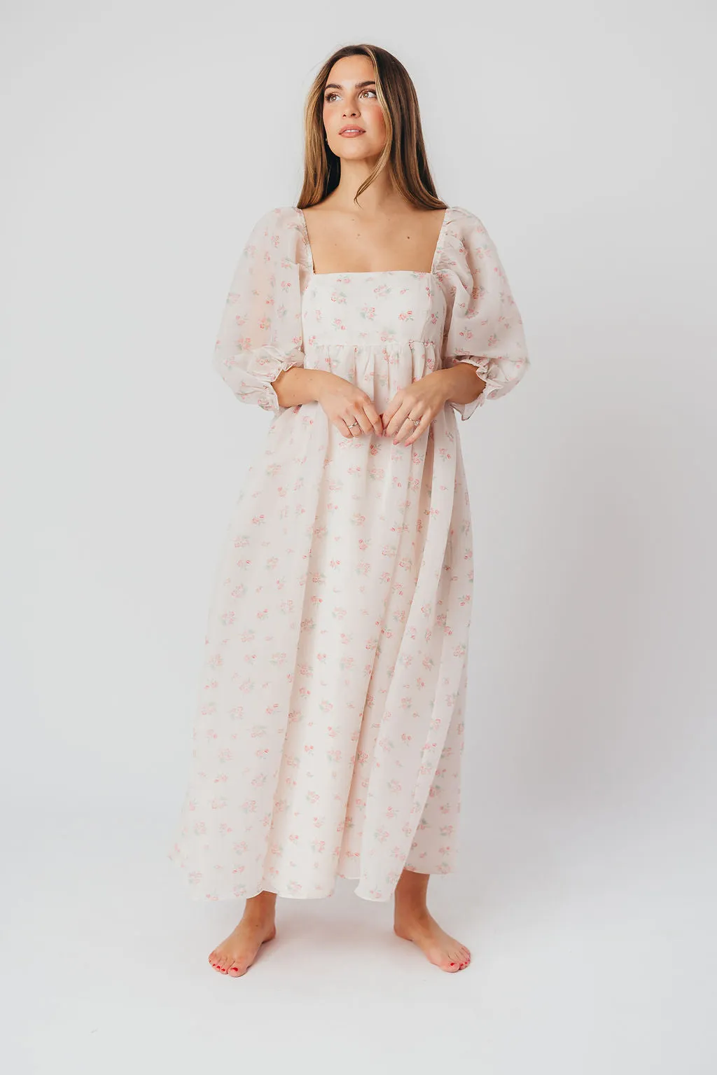 *New* Mona Maxi Dress with Smocking in Blush Floral - Bump Friendly & Inclusive Sizing (S-3XL)