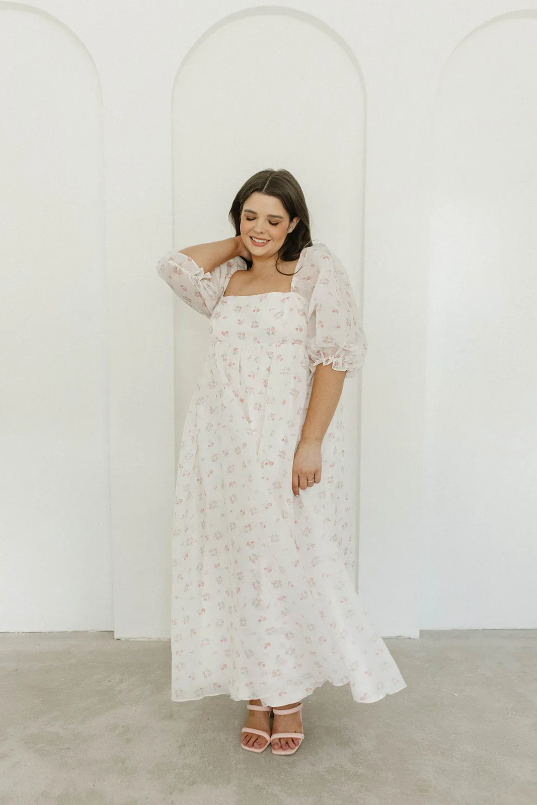 *New* Mona Maxi Dress with Smocking in Blush Floral - Bump Friendly & Inclusive Sizing (S-3XL)