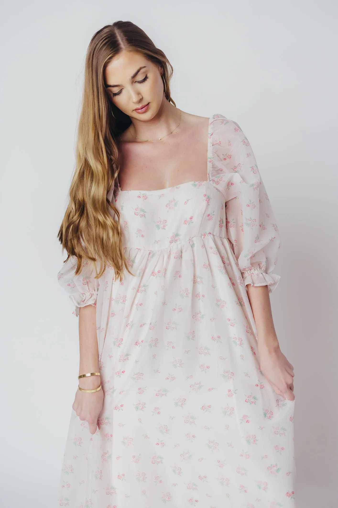 *New* Mona Maxi Dress with Smocking in Blush Floral - Bump Friendly & Inclusive Sizing (S-3XL)