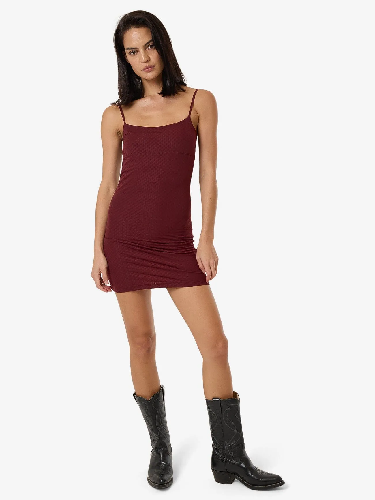 Petra Mesh Mini Dress - Dark Cherry