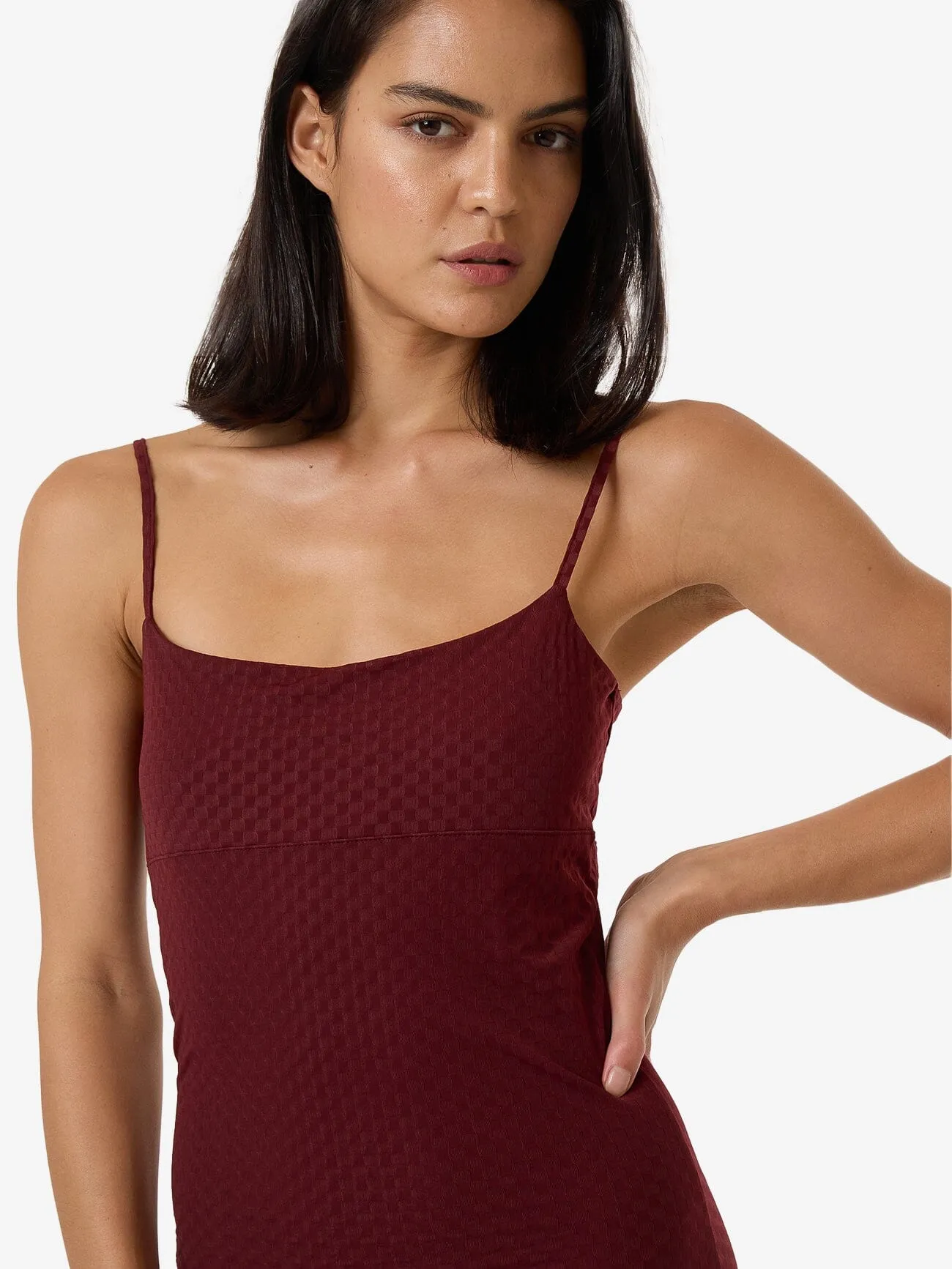 Petra Mesh Mini Dress - Dark Cherry