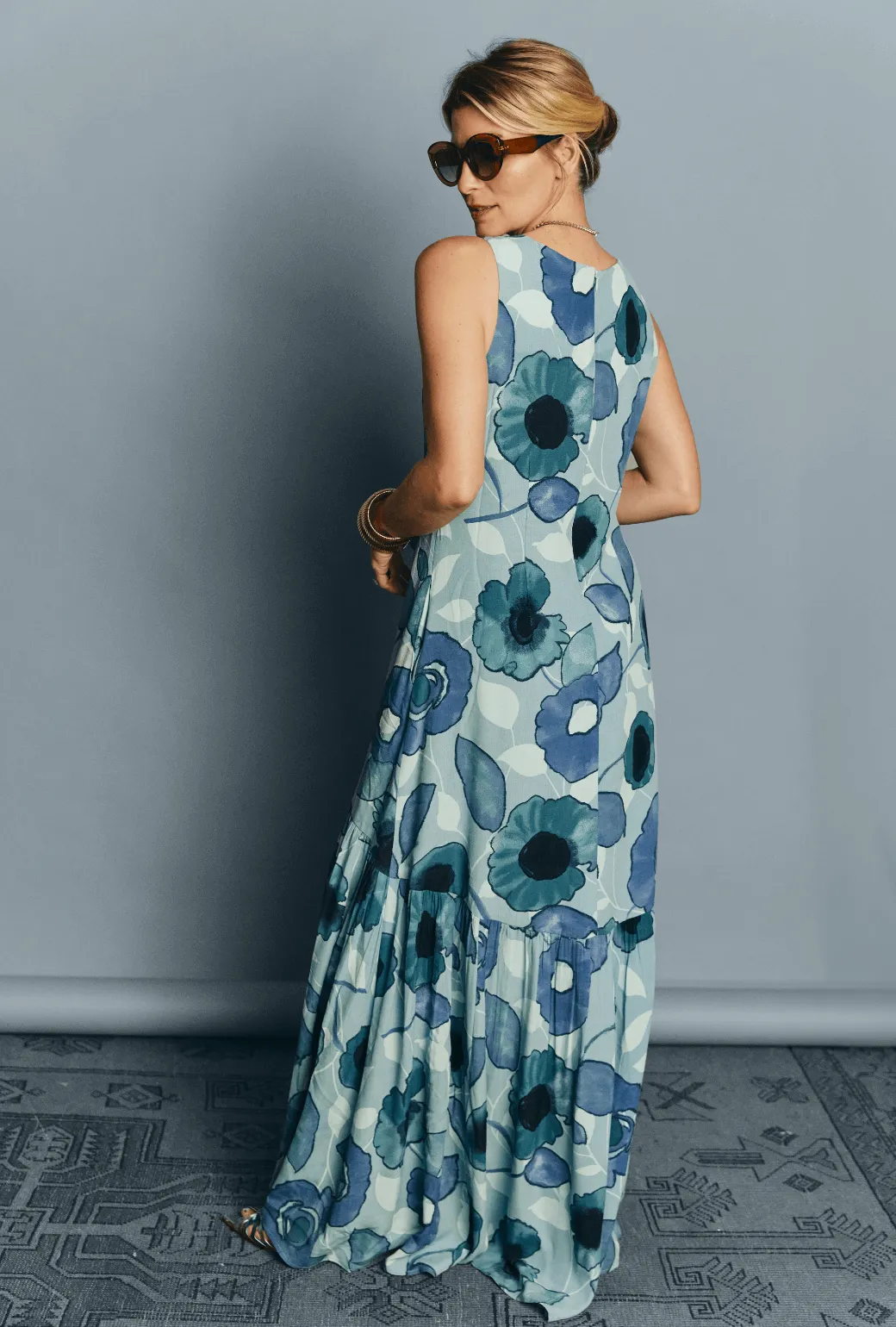 Placket Front Gown - Aquamarine
