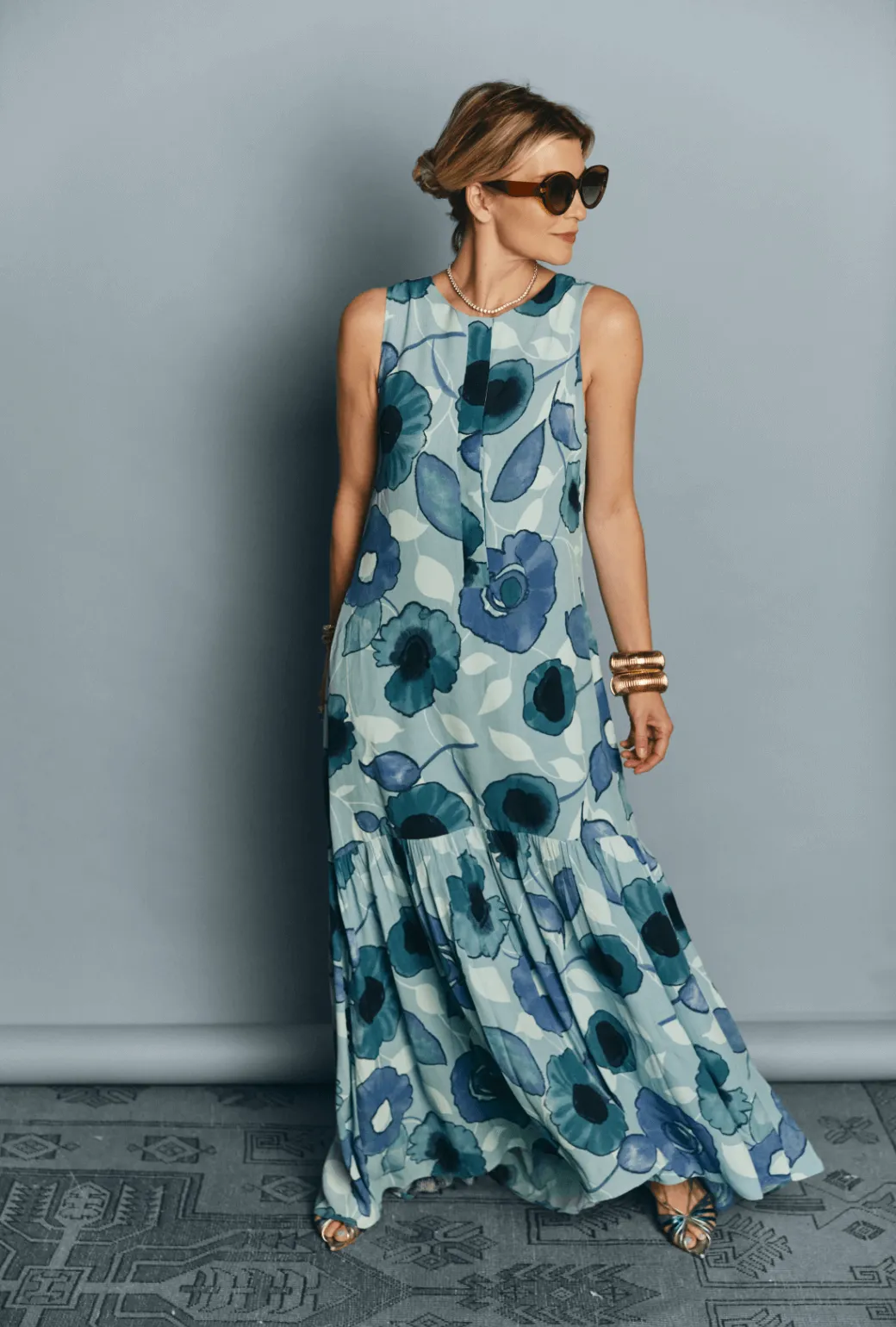 Placket Front Gown - Aquamarine