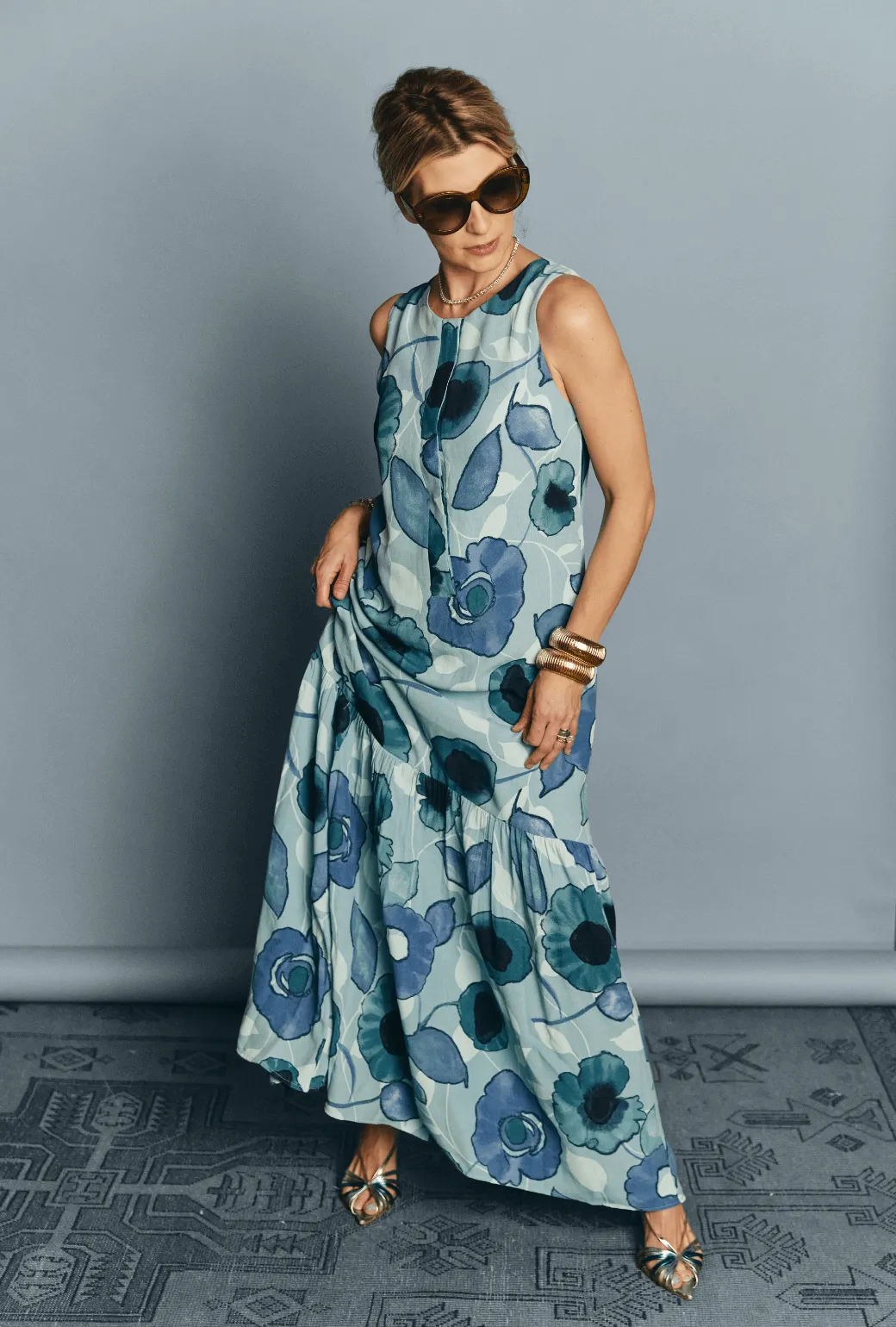 Placket Front Gown - Aquamarine