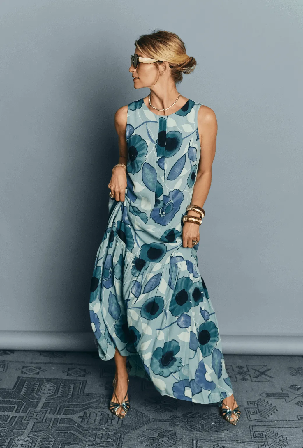 Placket Front Gown - Aquamarine