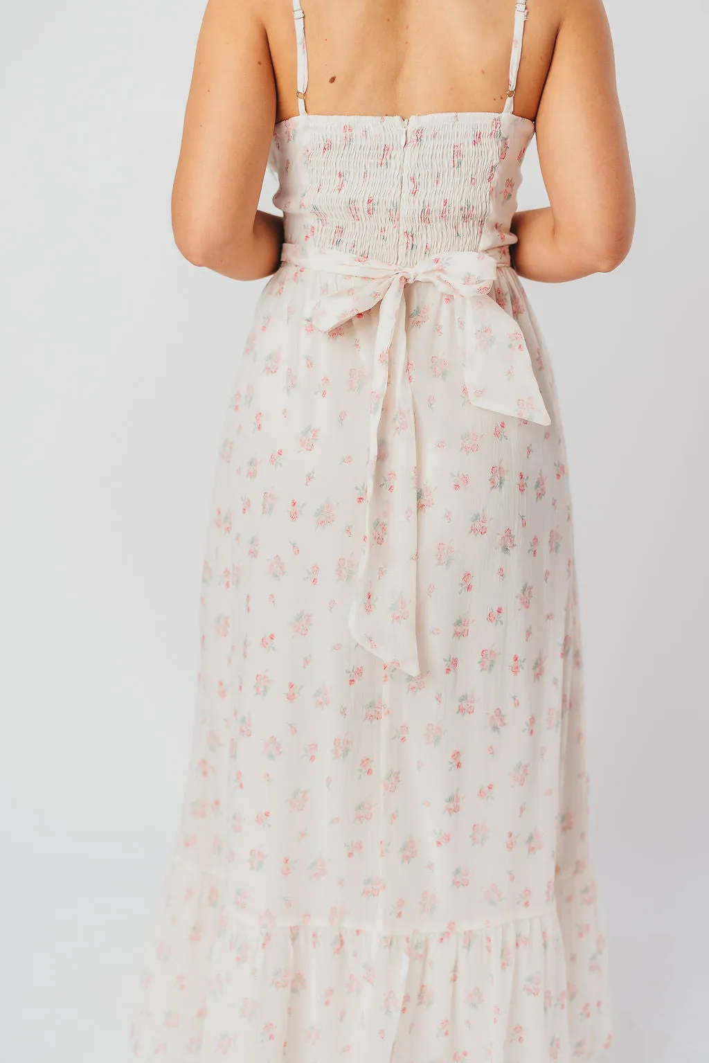 Rosamund Bustier-Style Maxi Dress in Blush Pink Floral - Inclusive Sizing (S-3XL)