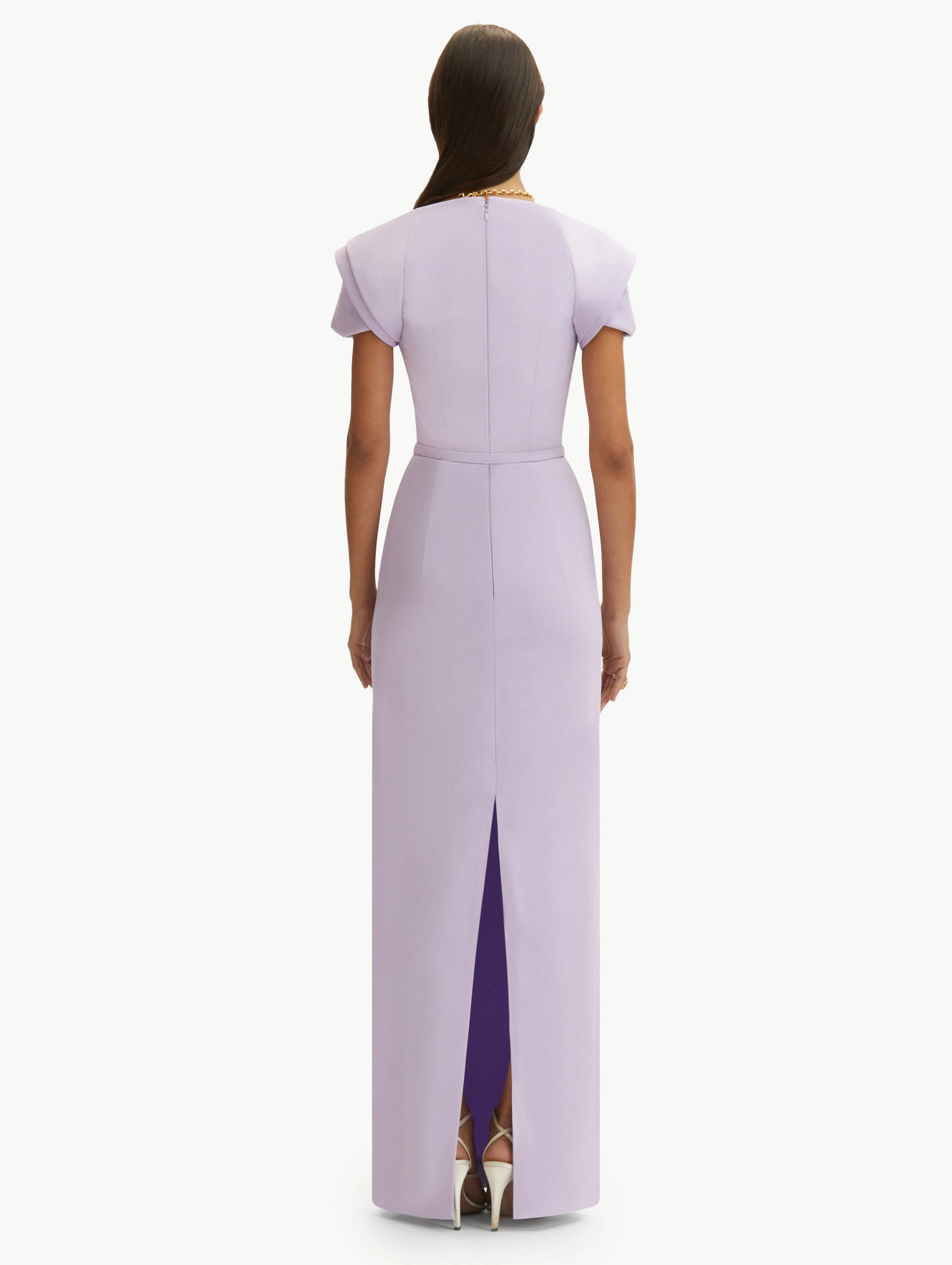 Rosette Sleeve Column Gown