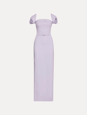 Rosette Sleeve Column Gown